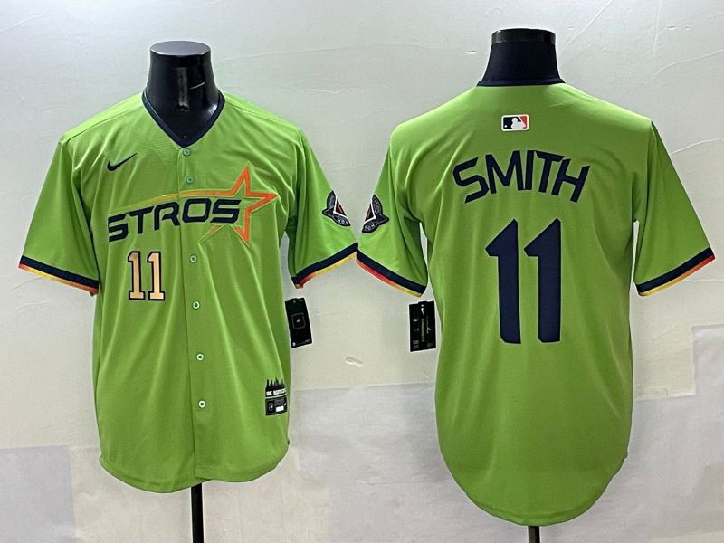 Men Houston Astros 11 Smith Green three generations Joint Name 2025 Nike MLB Jersey style 4